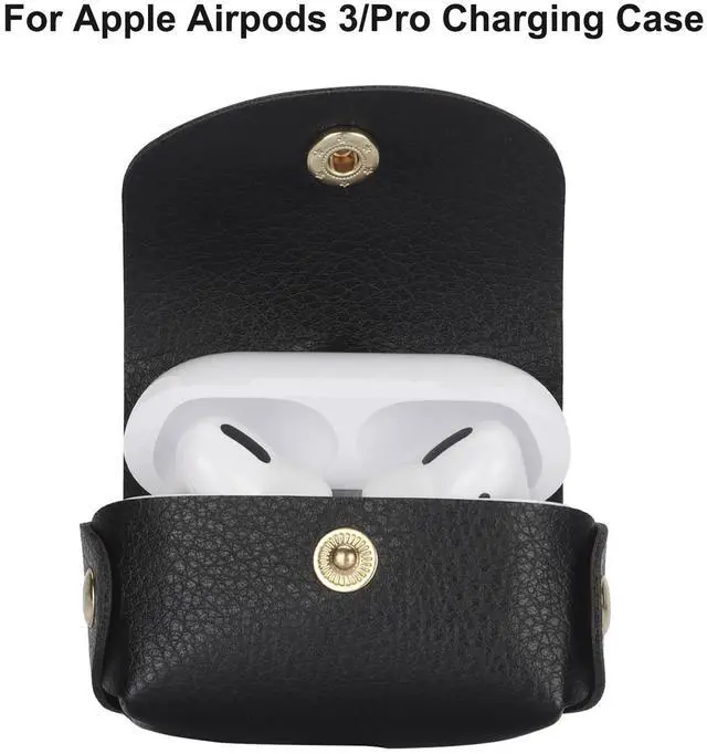 Alt view image 7 of 7 - Case for AirPods Pro AirPods 3 Charging Case, Soft Leather Protective Cover with Keychain Clip Ring Loop for Air Pods Pro 1st (2019) / Air Pods Pro 2nd (2022) / Air Pods 3 Men Women (Black)