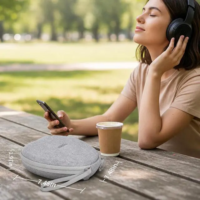 Alt view image 5 of 7 - Bluetooth Wireless Headphone Case Compatible with JBL for KVIDIO for TOZO | for Uliptz for Glynzak for Soundcore Noise Cancelling Over-Ear Headphones Storage Holder - Box only (Grey)