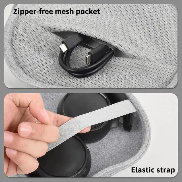 Alt view image 3 of 7 - Bluetooth Wireless Headphone Case Compatible with JBL for KVIDIO for TOZO | for Uliptz for Glynzak for Soundcore Noise Cancelling Over-Ear Headphones Storage Holder - Box only (Grey)