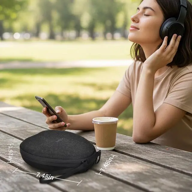 Alt view image 4 of 7 - Premium Over-Ear Headphone Case Compatible with JBL for KVIDIO | for TOZO Soundcore Anti-Crush Hard Shell Travel Storage Bag with Cable Pocket&Carabiner for Commuters&Gym -Box Only (BlacK