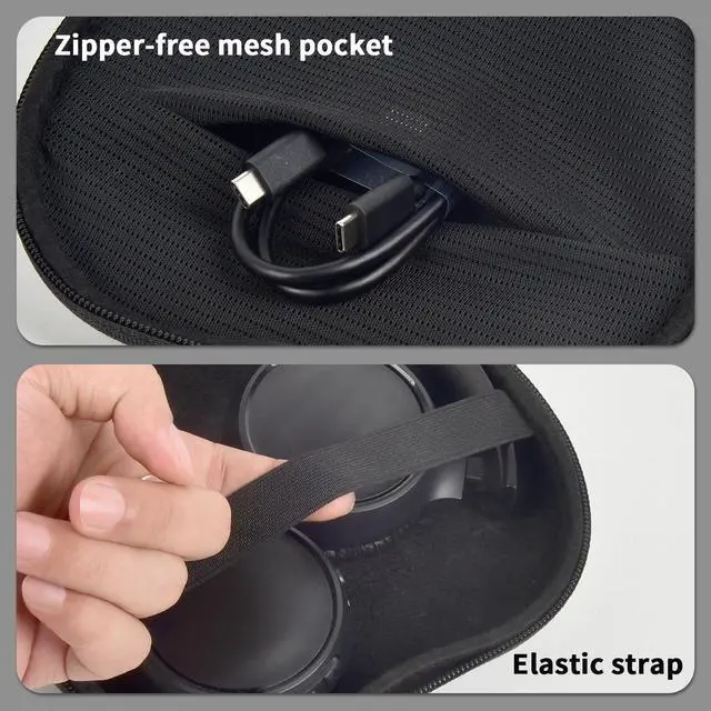 Alt view image 3 of 7 - Premium Over-Ear Headphone Case Compatible with JBL for KVIDIO | for TOZO Soundcore Anti-Crush Hard Shell Travel Storage Bag with Cable Pocket&Carabiner for Commuters&Gym -Box Only (BlacK