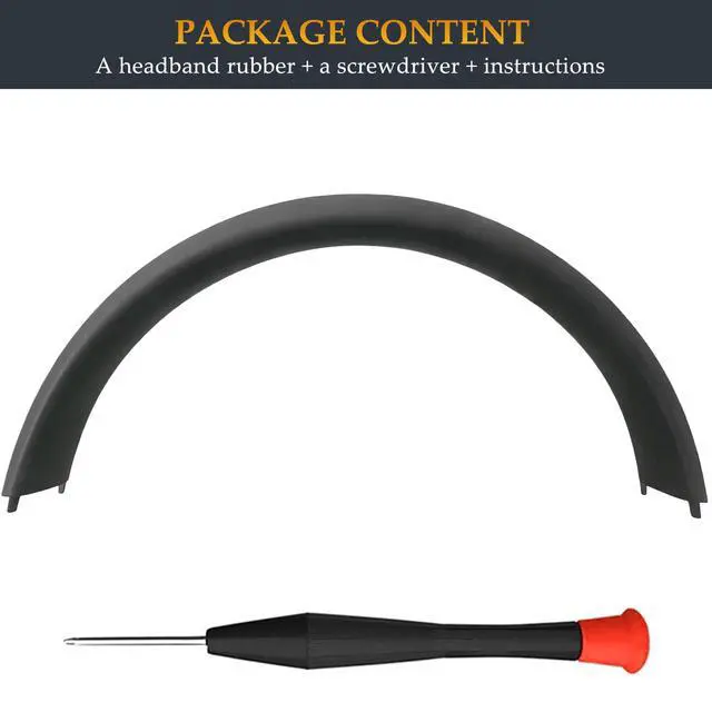 Alt view image 6 of 7 - Beat Solo 4 Headband Rubber Same as the Stock Headband Cushion Replacement Part Repair Kit Compatible with Beats Solo 4 and Solo 3 (A1796) Headphones (Black)
