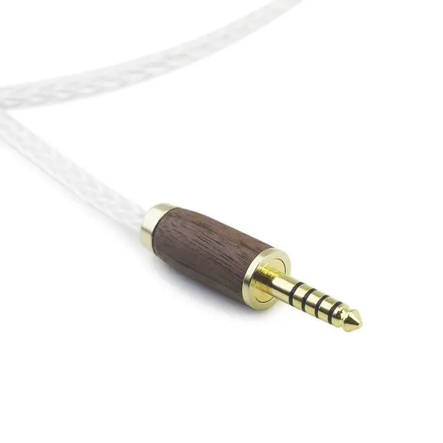 Alt view image 6 of 6 - 4.4mm to 4.4mm Male to Male Balanced 5 Pole Headphone Audio Adapter Cable 8 Cores 6N OCC Copper Single Crystal Silver Plated Wire Walnut Wood Shell 15cm