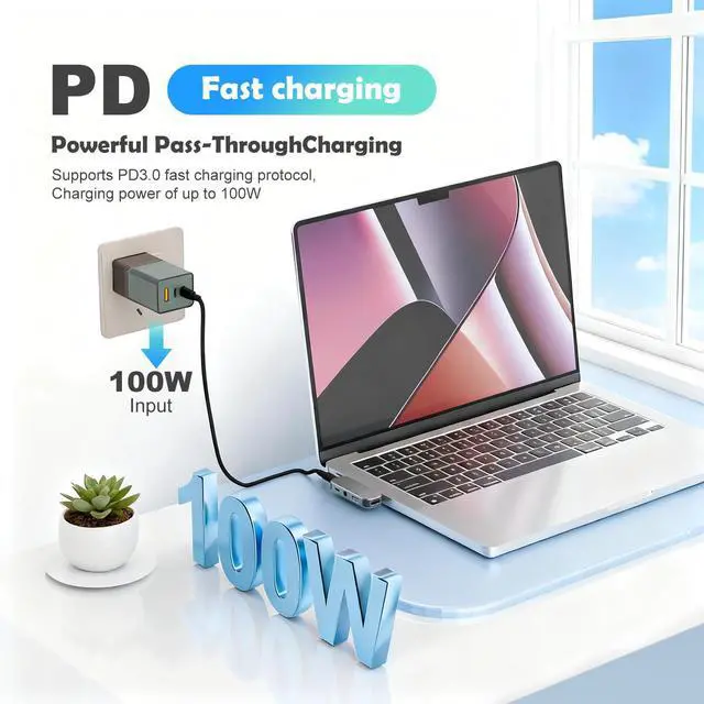 Alt view image 3 of 7 - USB TYPE-C 5-in-1 docking station supports PD3.0 charging, Type-C interface 3.55 headphone jack, USB3.1 supports up to 10Gbps, and is highly compatible with Switch/iPad/Android/Apple/computer