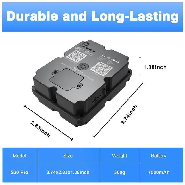 Alt view image 5 of 7 - GPS Tracker Vehicle - 4G LTE Real-Time GPS Tracking Device for Cars/Trucks, 7500mAh Battery, Worldwide Coverage, App Alerts, Subscription Required