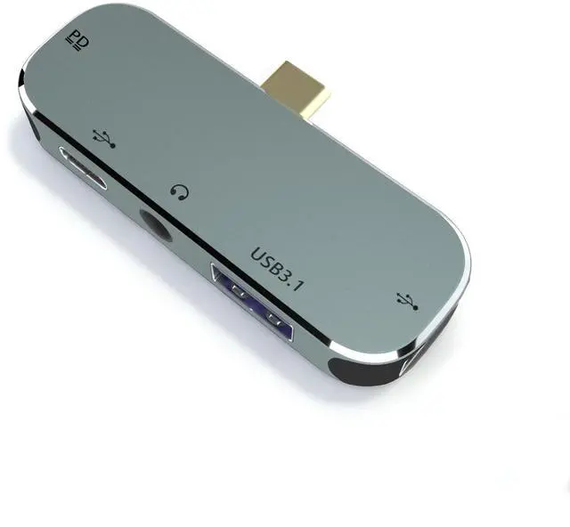 Main image of USB TYPE-C 5-in-1 docking station supports PD3.0 charging, Type-C interface 3.55 headphone jack, USB3.1 supports up to 10Gbps, and is highly compatible with Switch/iPad/Android/Apple/computer