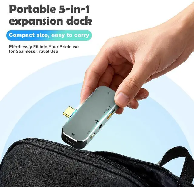 Alt view image 7 of 7 - USB TYPE-C 5-in-1 docking station supports PD3.0 charging, Type-C interface 3.55 headphone jack, USB3.1 supports up to 10Gbps, and is highly compatible with Switch/iPad/Android/Apple/computer