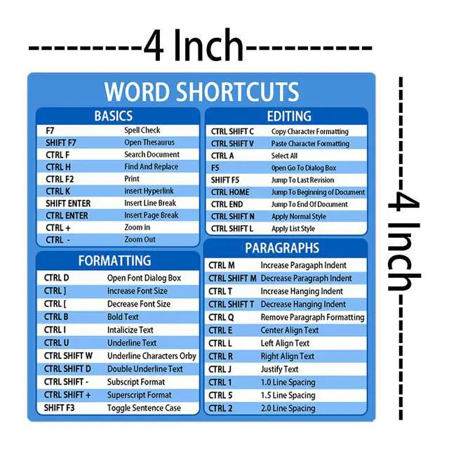Alt view image 2 of 4 - 4 PCS Office Suite Hotkey Reference Guide Windows Shortcuts Stickers Office Productivity Stickers for Students Professionals Windows PC Laptop Computer, 4" x 4"