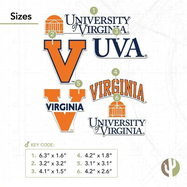 Alt view image 3 of 6 - Virginia Cavaliers Sticker Car Decal (T2-4) | Officially Licensed UVA University of Virginia Vinyl Decal Sticker for Laptops, Water Bottles, Cars, Windows & Scrapbooks
