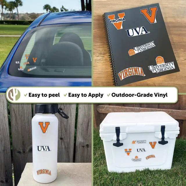 Alt view image 5 of 6 - Virginia Cavaliers Sticker Car Decal (T2-4) | Officially Licensed UVA University of Virginia Vinyl Decal Sticker for Laptops, Water Bottles, Cars, Windows & Scrapbooks