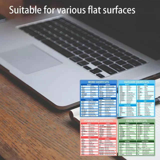 Alt view image 4 of 4 - 4 PCS Office Suite Hotkey Reference Guide Windows Shortcuts Stickers Office Productivity Stickers for Students Professionals Windows PC Laptop Computer, 4" x 4"