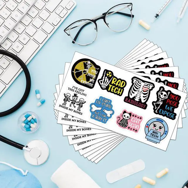 Alt view image 3 of 6 - 80 Pcs Funny Radiology Nurse Stickers 2'' Appreciation Gifts Stickers for X-ray Radiology Nurse Doctor Student Assistant Medical Work Accessories Decals for Waterbottle Laptop Luggage Window