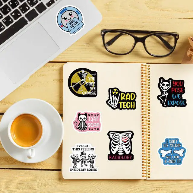 Alt view image 4 of 6 - 80 Pcs Funny Radiology Nurse Stickers 2'' Appreciation Gifts Stickers for X-ray Radiology Nurse Doctor Student Assistant Medical Work Accessories Decals for Waterbottle Laptop Luggage Window