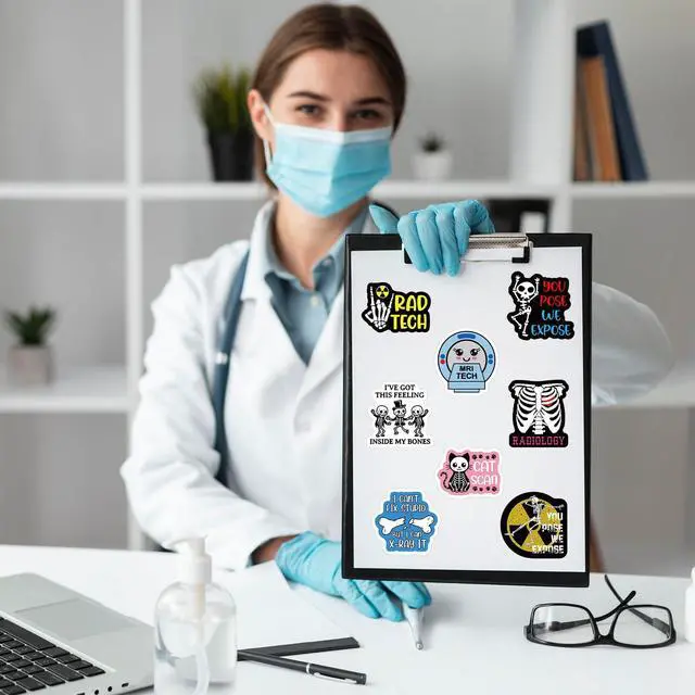 Alt view image 5 of 6 - 80 Pcs Funny Radiology Nurse Stickers 2'' Appreciation Gifts Stickers for X-ray Radiology Nurse Doctor Student Assistant Medical Work Accessories Decals for Waterbottle Laptop Luggage Window