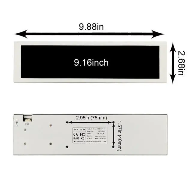 Alt view image 3 of 6 - 9.16'' 1920x462 IPS PC Case LCD Screen with Theme Editor,White | Small Stretched Bar Monitor,Secondary Display for Monitoring Computer Temp RAM CPU GPU Data
