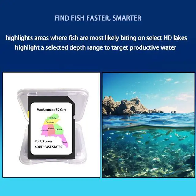 Alt view image 2 of 4 - Map SD Card for Fish Finders Southeast Lakes fit for Helix G3/G3N | SPOT ACTIVE FISH AREAS FAST,Provides exceptional map performance and customizable color palettes