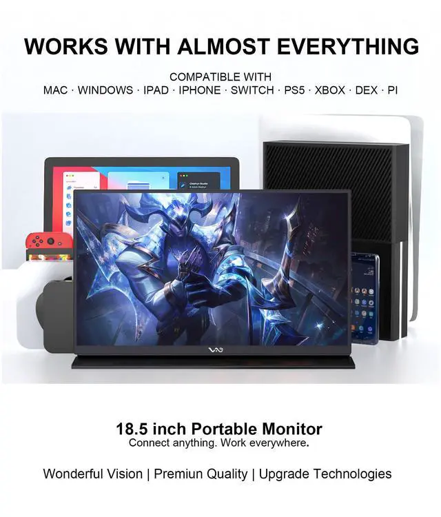 Alt view image 4 of 6 - M18 18.5 Inch Portable Monitor 1080P FHD IPS External Screen | Ultra-Slim External Monitor with Aluminum Unibody, USB-C, HDMI, Dual Speakers, Protective Folio for Laptop Mac PC Phone