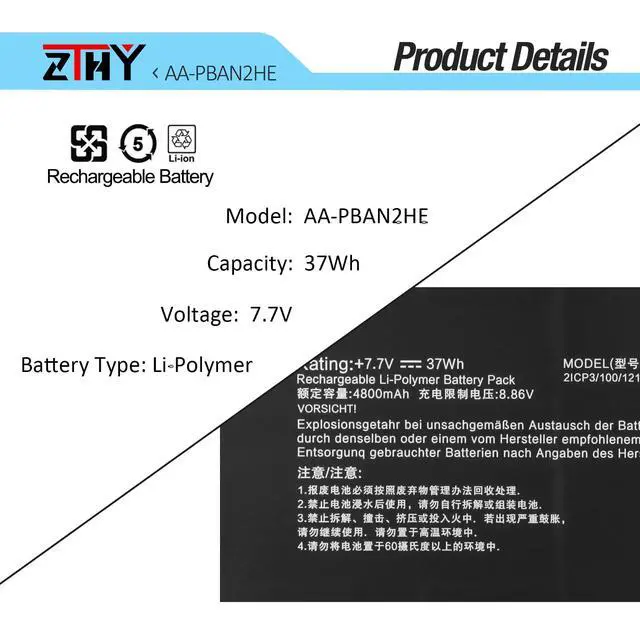 Alt view image 3 of 7 - AA-PBAN2HE Laptop Battery Replacement for Samsung Galaxy Book Go 340XLA | NP340XLA, 5G 545XLA NP545XLA, LTE 345XLA NP345XLA NP345XLAA, Chromebook Go 14 340XDA XE340XDA XE340XDA-KA1IT BA43-00399A 37Wh