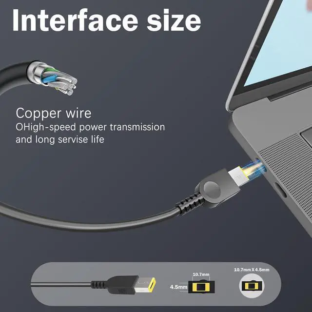 Alt view image 5 of 6 - 135W Charger Compatible with Lenovo ThinkPad P15v T15p x1 Extreme Gen 3 5 Ideapad Gaming 3-15 L340 Yoga Y50-80 Y50P Y40-70 Y50-70 ADL135SDC3A SA10E75864 Laptop Power Supply Cord