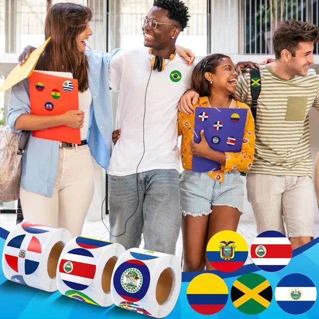 Alt view image 5 of 6 - Hispanic Heritage Month Stickers 1000 Pcs in 3 Rolls with 24 Circular Flag Patterns Self Adhesive Decal for Spanish Speaking Festival Party Bottle Laptop Computer Sticker Award Adults