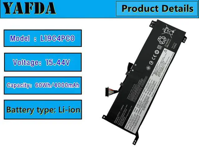 Alt view image 4 of 6 - L19M4PC0 Laptop Battery Replacement for Lenovo Legion 5P-15IMH05 Legion 5-15IMH05 5-15ARH05 Series 5B10W86196 L19C4PC0 5B10W86195 L19M4PC1 5B10W86192 L19C4PC1 5B10W86194