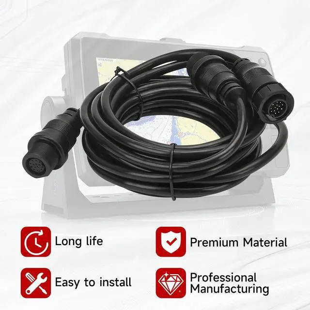 Alt view image 5 of 7 - 14 M360 2DDI Y Transducer Adapter Cable Compatible with MEGA 360 and 2D/MDI Transducers, 14-Pin Y Cable Replace 720108-1