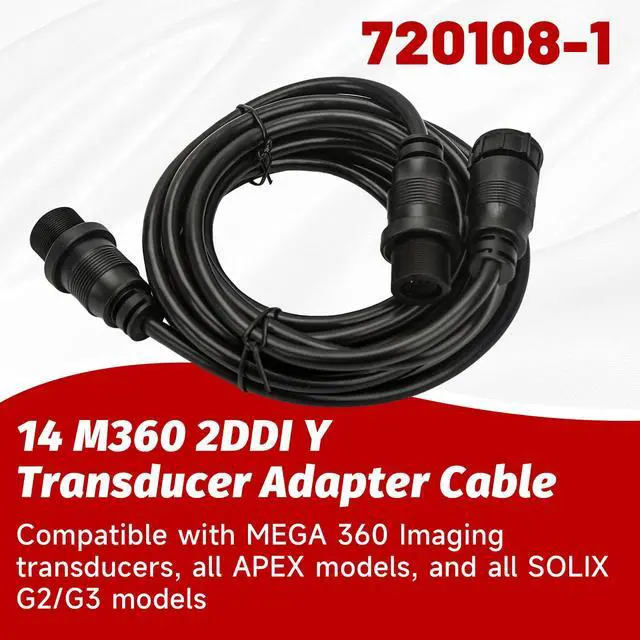 Alt view image 2 of 7 - 14 M360 2DDI Y Transducer Adapter Cable Compatible with MEGA 360 and 2D/MDI Transducers, 14-Pin Y Cable Replace 720108-1