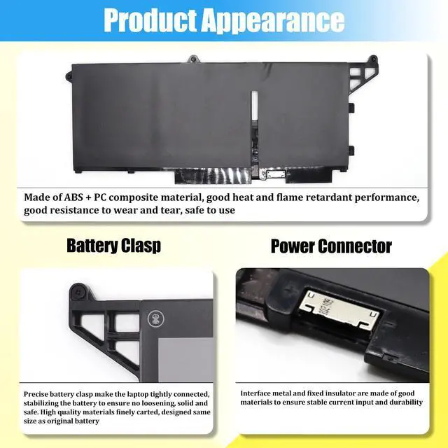 Alt view image 6 of 7 - 293F1 Battery Replacement for Dell Latitude 5330 7330 7430 7530 | Latitude 5330 2-in-1, 7330 2-in-1, 7430 2-in-1 P133G P134G P135G P136G P110F P138G P139G Series, Battery 01VX5 404T8, 41Wh