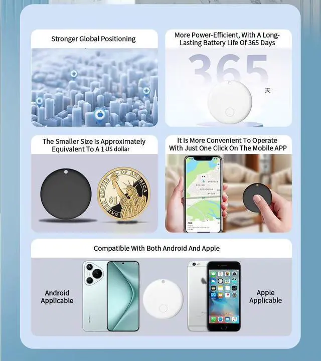 Alt view image 4 of 7 - Dual System Bluetooth Smart Finder Tags 2-Pack for Travel & Daily Commute, Never Lose Keys or Luggage, Compatible with Android & iOS, Anti-Lost with App Alert, Locate Items in Seconds