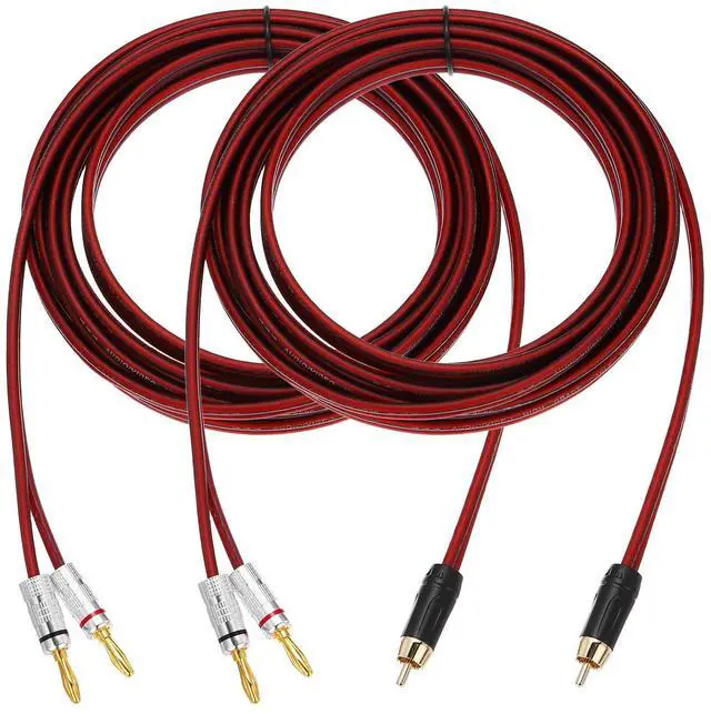 Main image of 2 Pcs 1 RCA to 2 4mm Banana Plug Speaker Cable, 14AWG Gold Plated RCA Audio Cable, Splitter Audio Cable for Speaker Amplifiers Subwoofer, 16.4ft