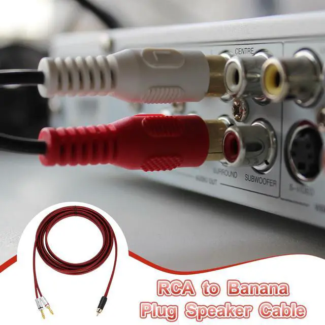 Alt view image 4 of 6 - 2 Pcs 1 RCA to 2 4mm Banana Plug Speaker Cable, 14AWG Gold Plated RCA Audio Cable, Splitter Audio Cable for Speaker Amplifiers Subwoofer, 16.4ft