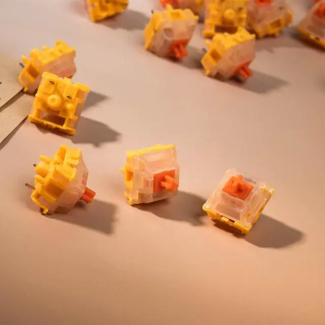 Alt view image 6 of 6 - EF EverFree Series Keyboard Switches 110PCS(Curry) | Linear,50gf,RGB,5 Pin,Hot-swap,Factory Pre-lubed,compatible for Mechanical Keyboard