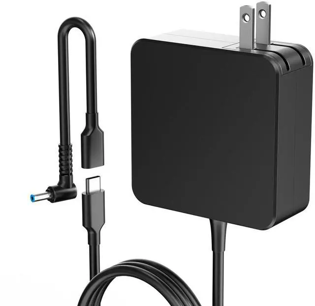 Main image of 65W Laptop Charger Replacement for HP, USB-C & 4.5mm Blue Tip | Fast Charging for EliteBook, ProBook, OmniBook, Stream, Spectre, Pavilion, Envy, Chromebook Power Supply with 6FT Cord