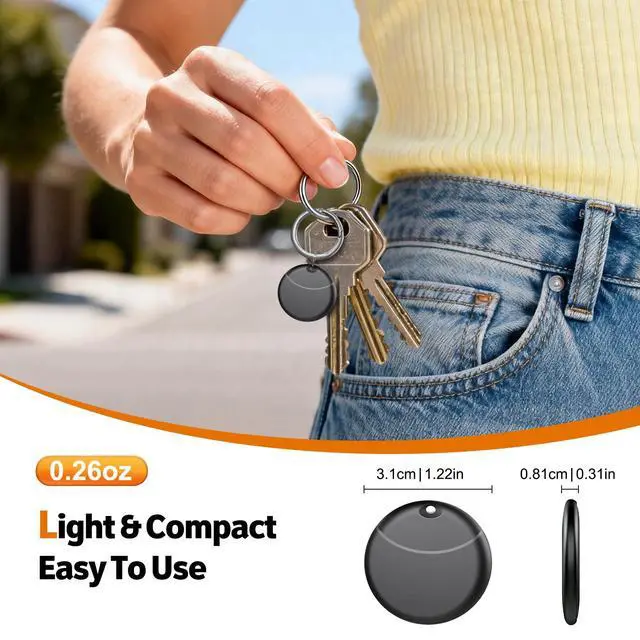 Alt view image 2 of 7 - Tracker Tags-2 Pack Compatible with Apple Find My (iOS Only), Bluetooth Tracker, Smart Keys Finder and Item Locator with Waterproof Case for Keys Wallet Luggage Backpack, Two Black