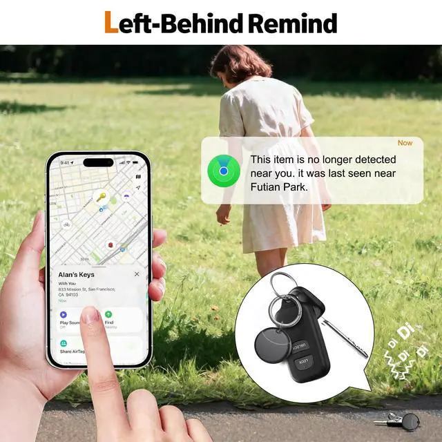Alt view image 3 of 7 - Tracker Tags-2 Pack Compatible with Apple Find My (iOS Only), Bluetooth Tracker, Smart Keys Finder and Item Locator with Waterproof Case for Keys Wallet Luggage Backpack, Two Black