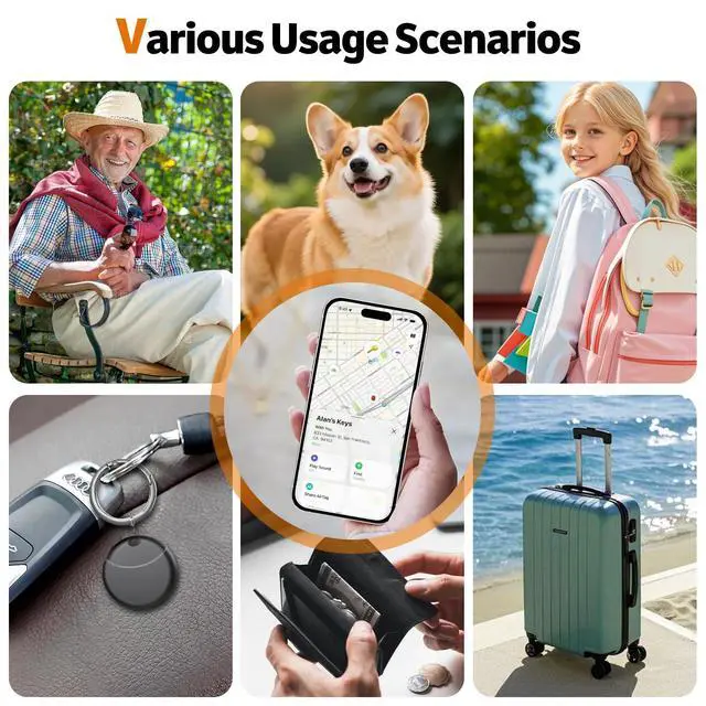 Alt view image 7 of 7 - Tracker Tags-2 Pack Compatible with Apple Find My (iOS Only), Bluetooth Tracker, Smart Keys Finder and Item Locator with Waterproof Case for Keys Wallet Luggage Backpack, Two Black
