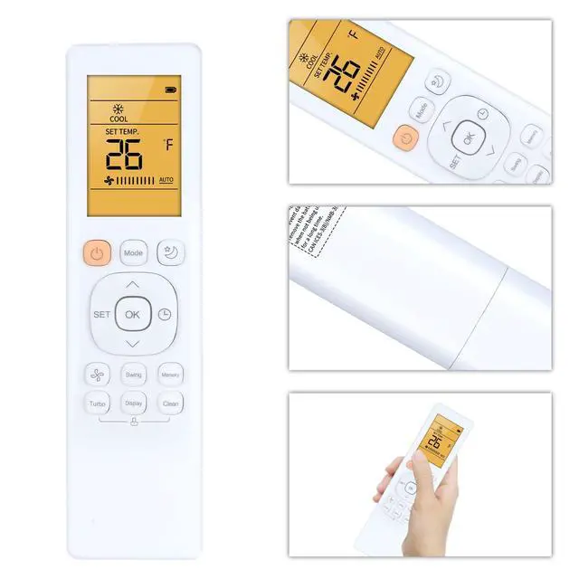 Alt view image 2 of 4 - RG10B(D2)/BGEF Replacement Remote for Mirage Air Conditioner | Display, Backlit Screen