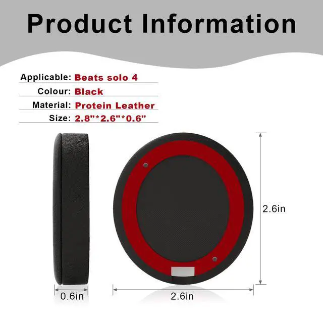 Alt view image 5 of 7 - Replacement Ear Pads for Beats Solo 4 On-Ear Headphone, Black | Solo 4 Ear Pads for Beats Solo4 Headphone