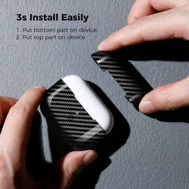 Alt view image 3 of 6 - Real Carbon Fiber Case for Airpods Pro 2nd Generation with Lanyard,AntiScratch Slim Protective Hard Cover for Airpods Pro 2 Compatible with Magsafe Wireless Charging-Twill Glossy Black