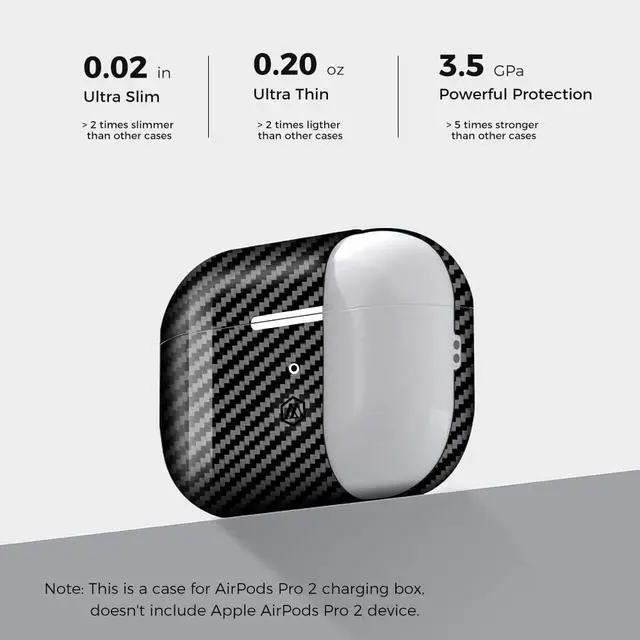 Alt view image 2 of 6 - Real Carbon Fiber Case for Airpods Pro 2nd Generation with Lanyard,AntiScratch Slim Protective Hard Cover for Airpods Pro 2 Compatible with Magsafe Wireless Charging-Twill Glossy Black