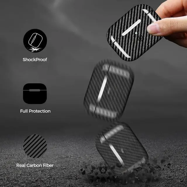 Alt view image 4 of 6 - Real Carbon Fiber Case for Airpods Pro 2nd Generation with Lanyard,AntiScratch Slim Protective Hard Cover for Airpods Pro 2 Compatible with Magsafe Wireless Charging-Twill Glossy Black