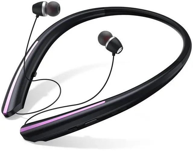 Main image of Retractable Bluetooth Headphones Neckband, Headset Wireless Earbuds with Mic, Stereo Noise Cancelling Earphones for Sports Running Driving, IPX5 Sweatproof, Vibration Call (Black Pink)