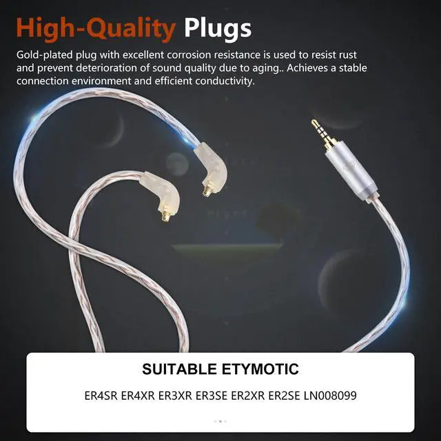 Alt view image 4 of 6 - ER4SR to 2.5MM Upgraded Replacement Cable for Etymotic Earphones Cable 4 Core for Etymotic ER4SR ER4XR ER3XR ER3SE ER2XR ER2SE LN008099 3.94FT