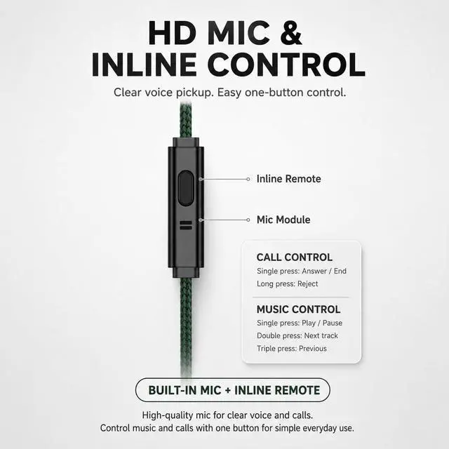 Alt view image 5 of 7 - Tipsy TC-20 Gaming IEM Upgrade Cable with Mic, 0.78mm 2-Pin Cable, 1.5m Cotton-Wrapped Silver-Plated & OFC Hybrid Cable, in-Line Controls for Gaming, Calls & Music(Recessed)
