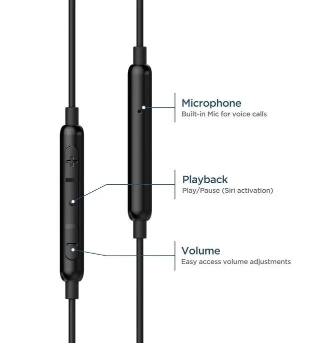 Alt view image 2 of 6 - iPhone Earphones (Apple MFi Certified) V110 in Ear Braided Wired Lightning Earbuds (Sweat/Water Resistant) Headphones with Mic/Volume Remote for iPhone 14/13/12/11/Pro Max - Black