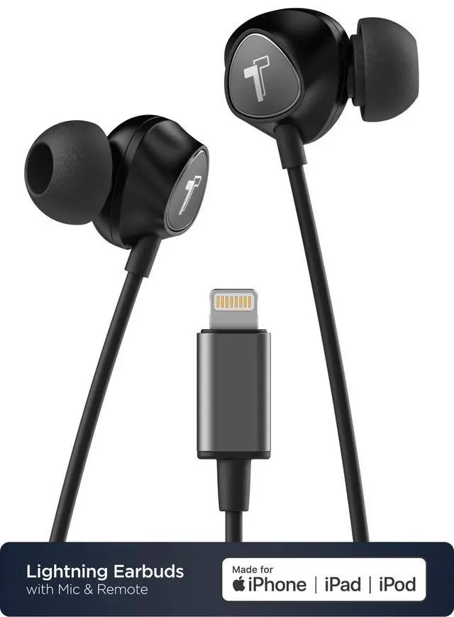 Alt view image 4 of 6 - iPhone Earphones (Apple MFi Certified) V110 in Ear Braided Wired Lightning Earbuds (Sweat/Water Resistant) Headphones with Mic/Volume Remote for iPhone 14/13/12/11/Pro Max - Black