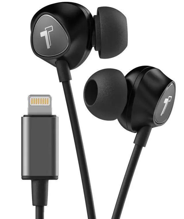 Alt view image 6 of 6 - iPhone Earphones (Apple MFi Certified) V110 in Ear Braided Wired Lightning Earbuds (Sweat/Water Resistant) Headphones with Mic/Volume Remote for iPhone 14/13/12/11/Pro Max - Black