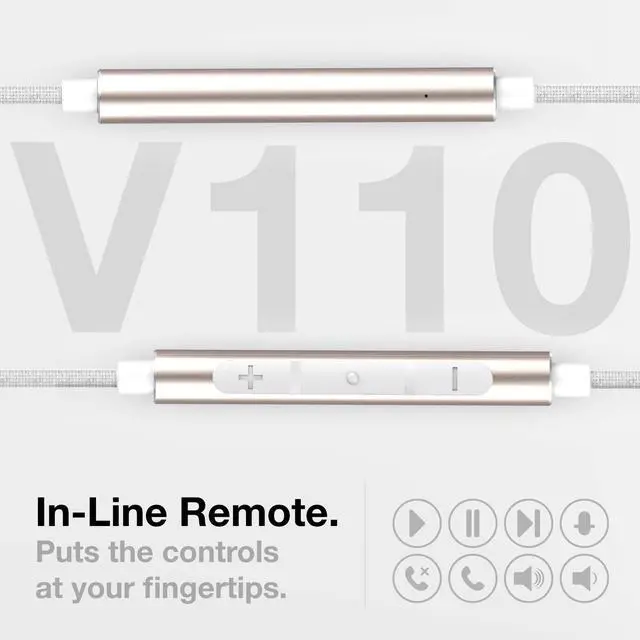 Alt view image 6 of 6 - iPhone Earphones (Apple MFi Certified) V110 in Ear Braided Wired Lightning Earbuds (Sweat/Water Resistant) Headphones with Mic/Volume Remote for iPhone 12/13/14 Pro Max - Gold