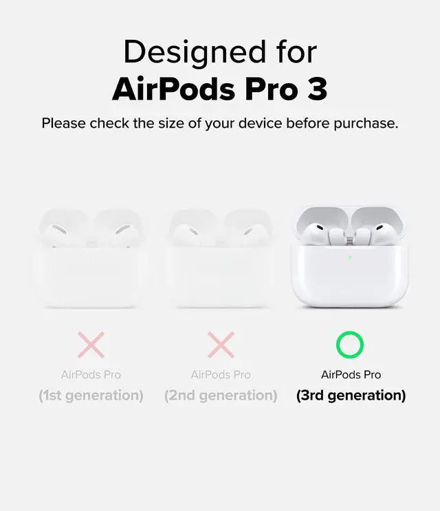Alt view image 2 of 6 - UX Magnetic for AirPods Pro 3 Case, Shockproof Rugged Cover with Carabiner - Clear