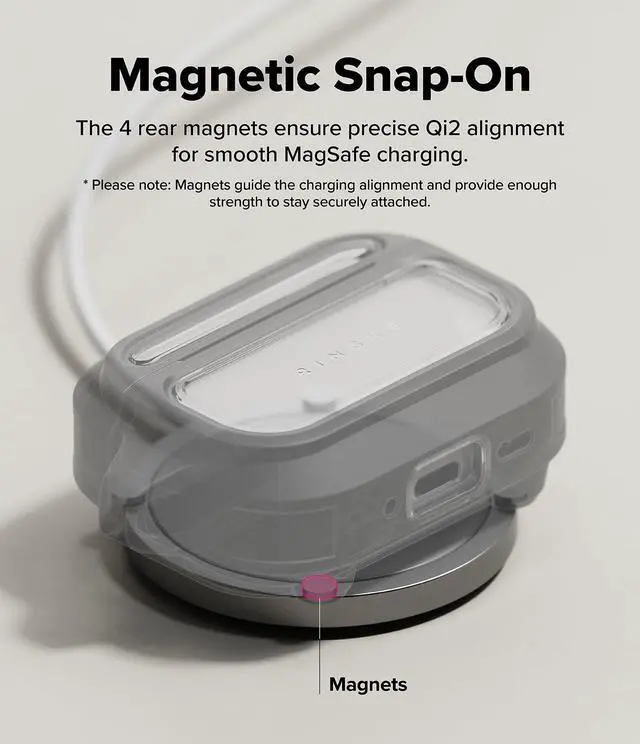 Alt view image 4 of 6 - UX Magnetic for AirPods Pro 3 Case, Shockproof Rugged Cover with Carabiner - Clear